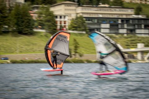 Vanora Engadinwind by Dakine 2020. 

Wing Foil Exhibition.

Wing Foil exhibition event by the newly founded GWA Global Wingsports Association. The contest is runned in the disciplines racing and freestyle, on Sunday August 16 on Lake St. Moritz and on Monday, August 17 on Lake Sivaplana.
{iptcday0} {iptcmonthname}, {iptcyear4}
©Sailing Energy / Engadinwind 2020